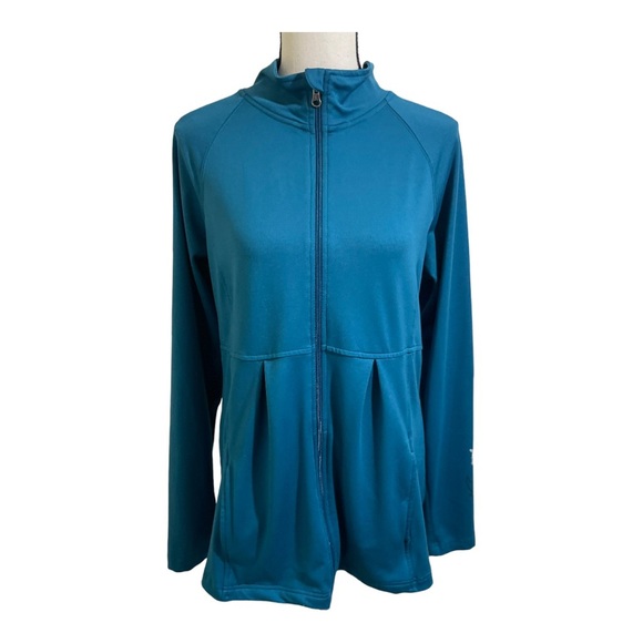 Tek Gear yoga jacket zipper front high neck zip pockets size Large Blue … - Picture 2 of 13